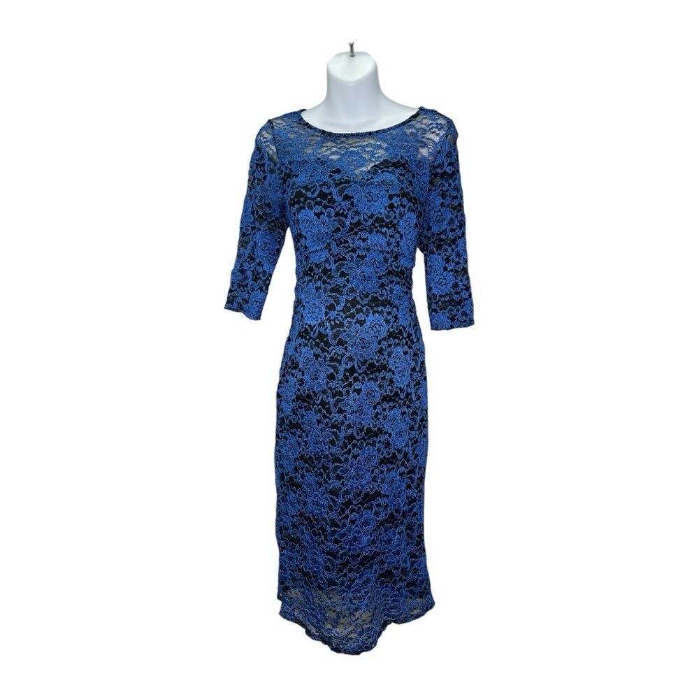 My Bump Maternity Blue Black Lace Dress Stretch‎ Sz XL